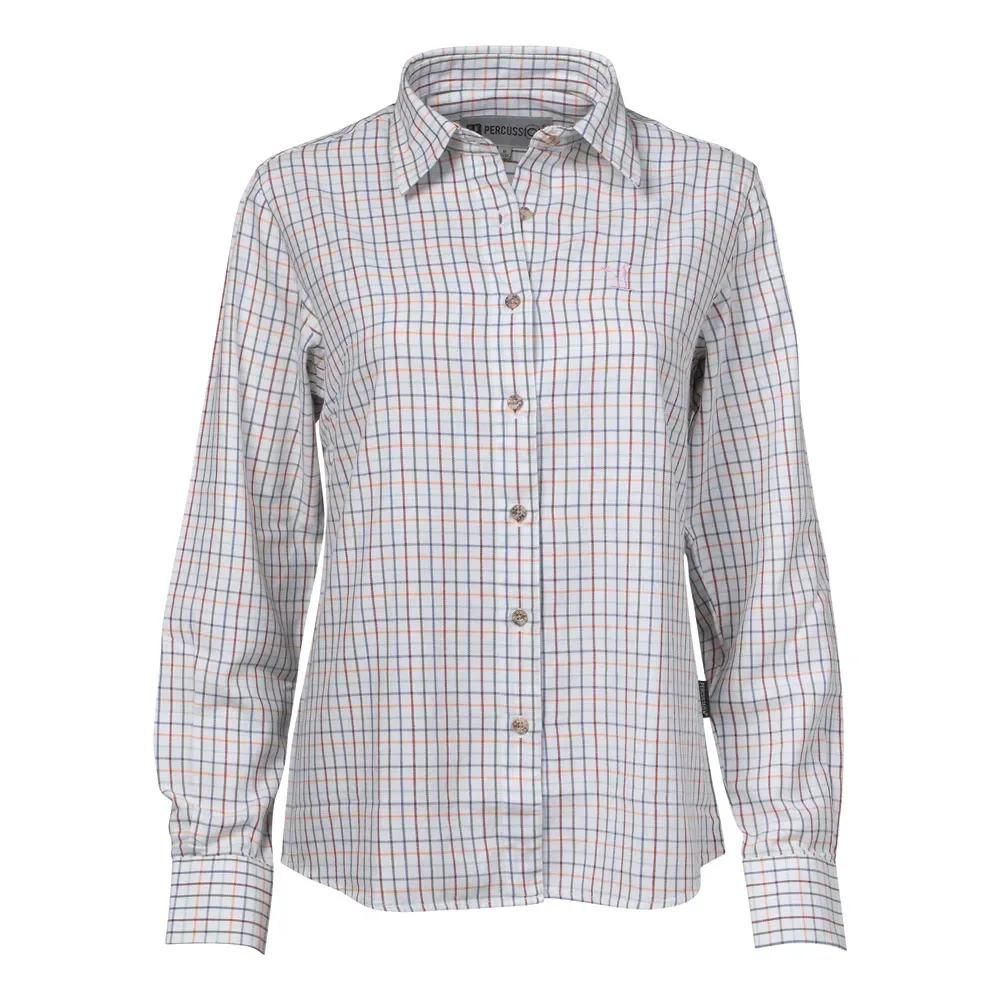 Chemise femme élégante carreaux coton ocre xs à 2xl