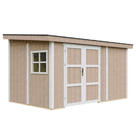 Abri de jardin qualité premium 8,68 m² - h231x248x412 cm - sans plancher e paroi latérale - timbela m939b-terra brown