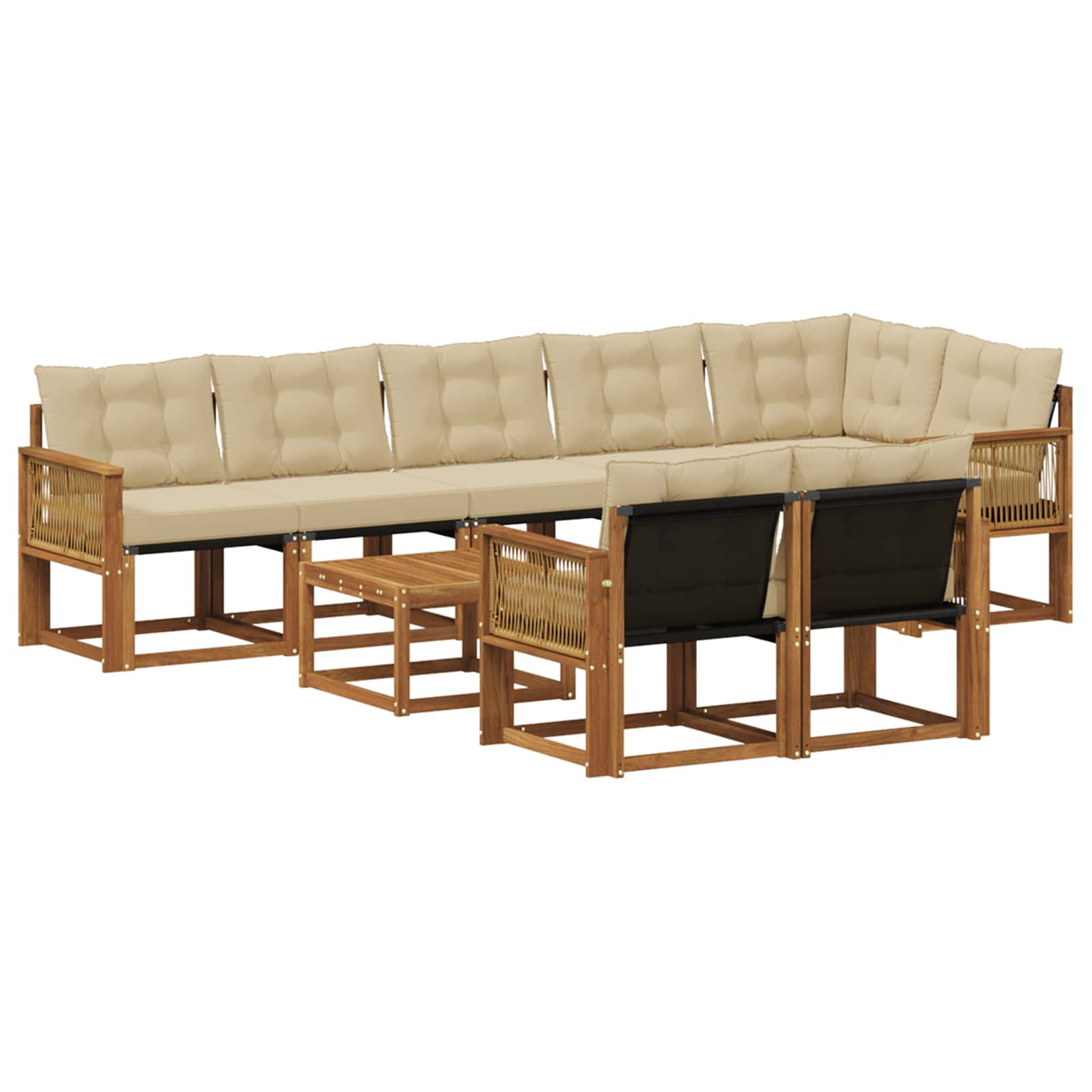 Ensemble de canapés d'extérieur 9 pcs naturel et beige