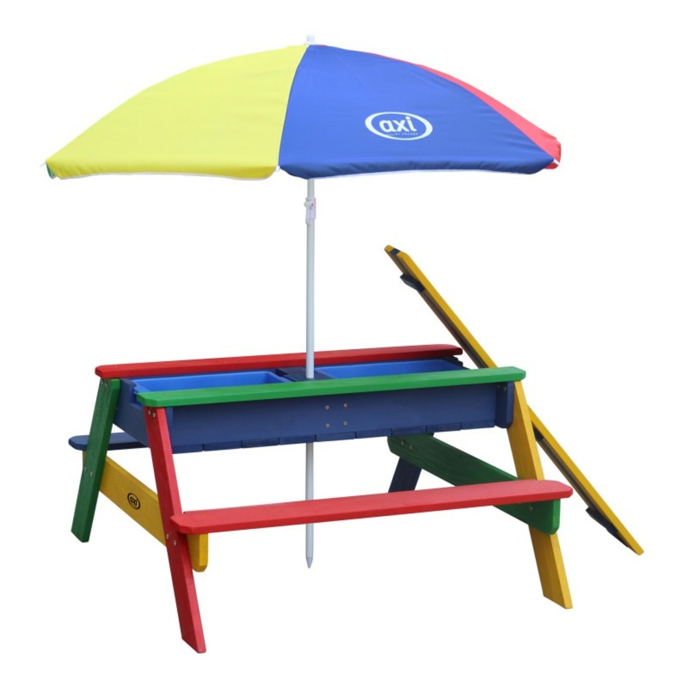 Axi table sable et eau nick arc en ciel avec parasol arc en ciel 90x80x56cm
