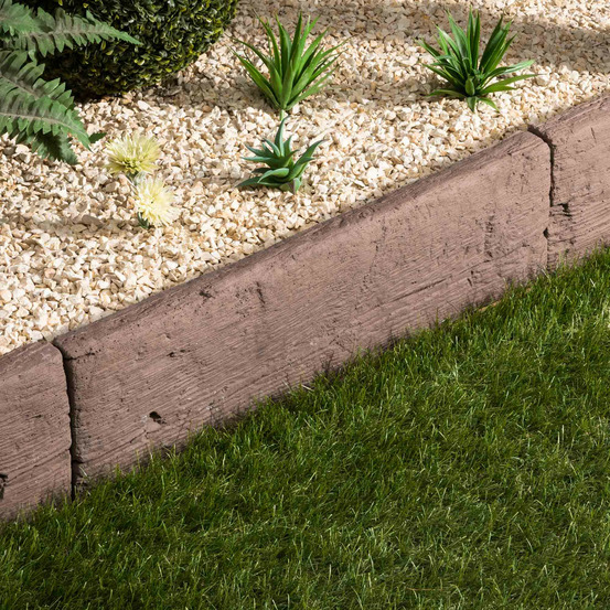 Bordure de jardin béton effet bois marron 67x22x4,5 cm (à l'unité) - ro'ma nature