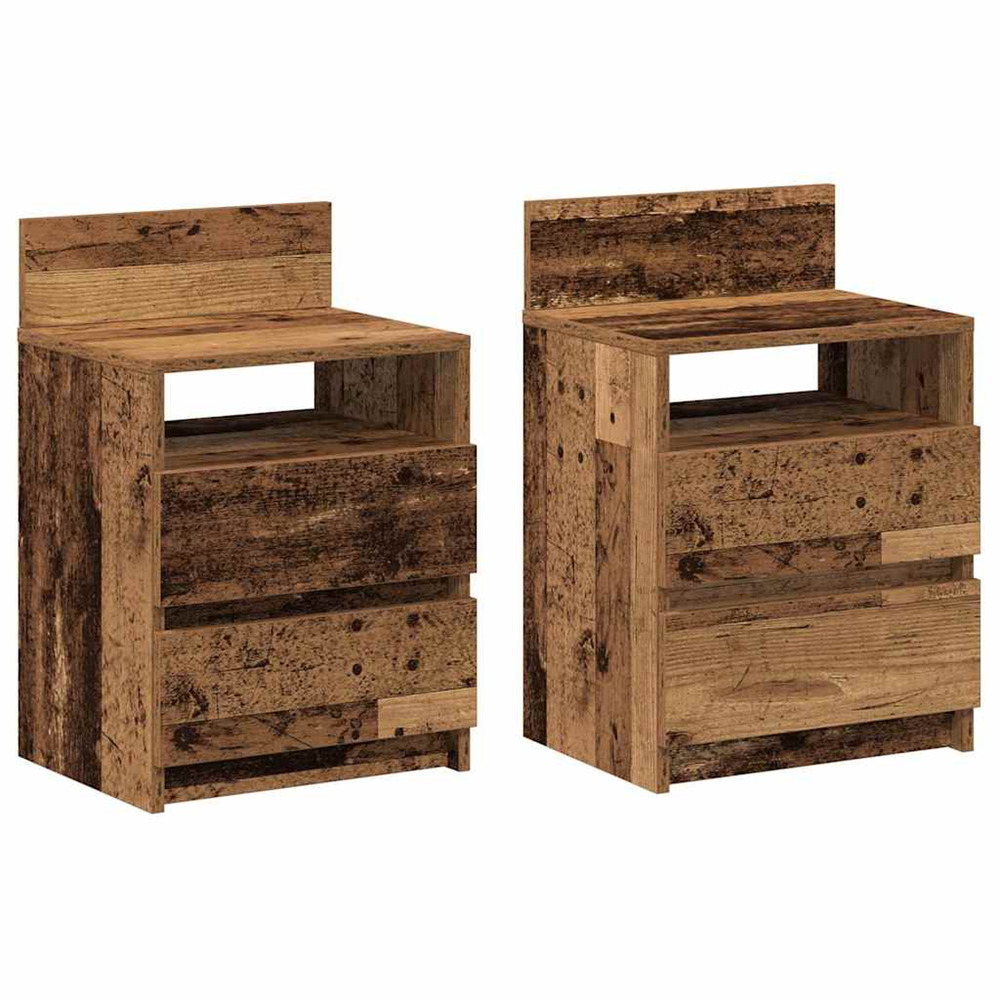 Tables de chevet 2 pcs avec 2 tiroirs vieux bois 40x33x60 cm