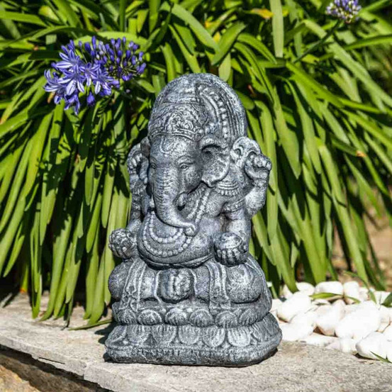 Statue ganesh 40cm noir gris