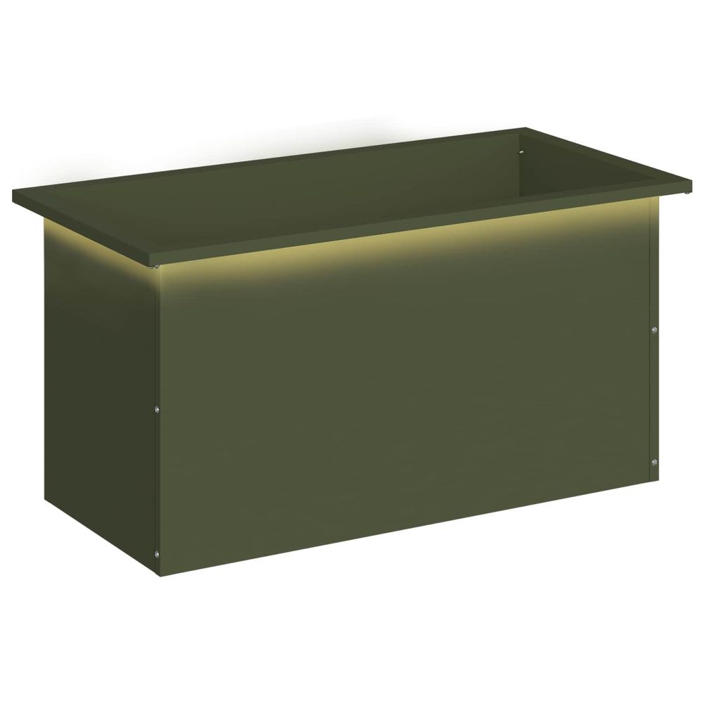 Jardinière d'extérieur de jardin avec led vert olive 40 x 80 x 40 cm acier