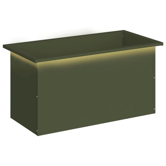 Jardinière d'extérieur de jardin avec led vert olive 40 x 80 x 40 cm acier