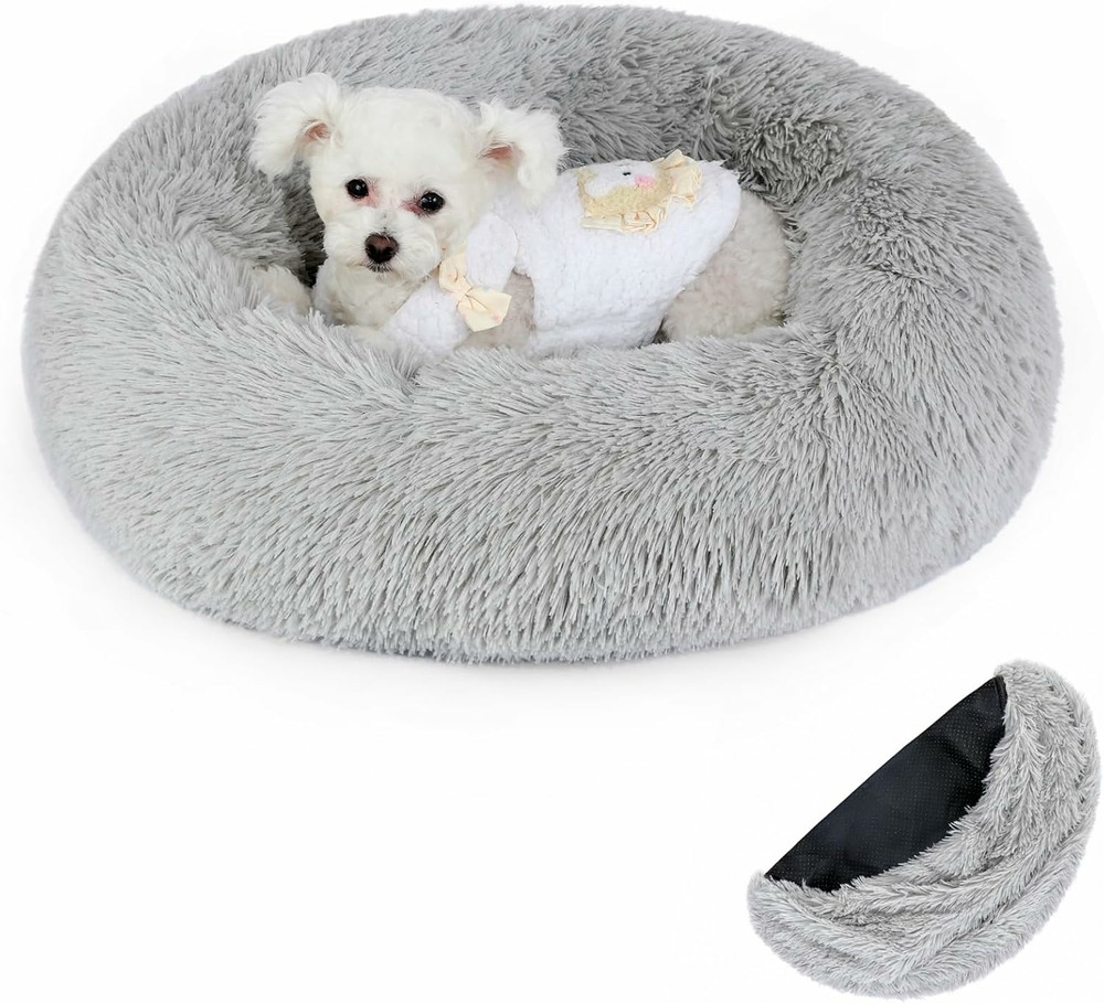 Panier chat rond dehoussable et lavable 50 cm gris