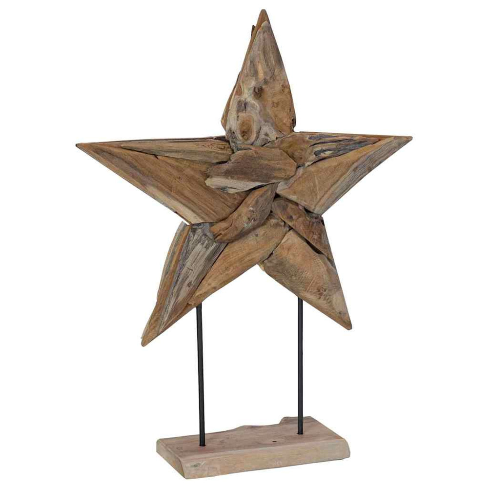 Étoile de noël marron 60 x 5 x 75 cm bois de teck massif
