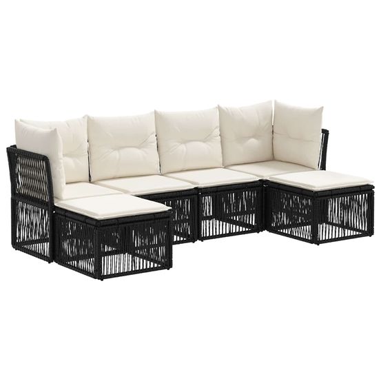 Ensemble de canapé de jardin 6 pc noir polyrotin