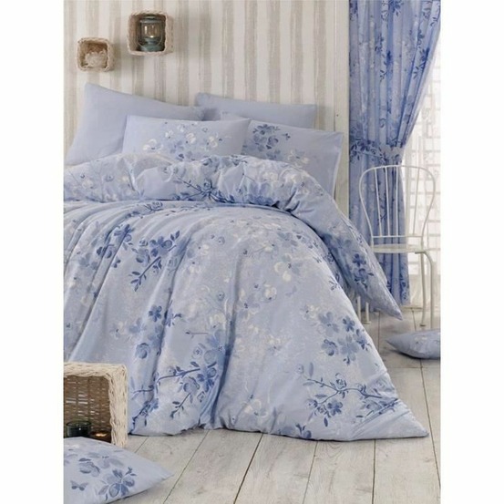 Parure de lit - housse de couette 220 x 240 + 2 taies d'oreiller 60 x 60 coton renforcé - bleu