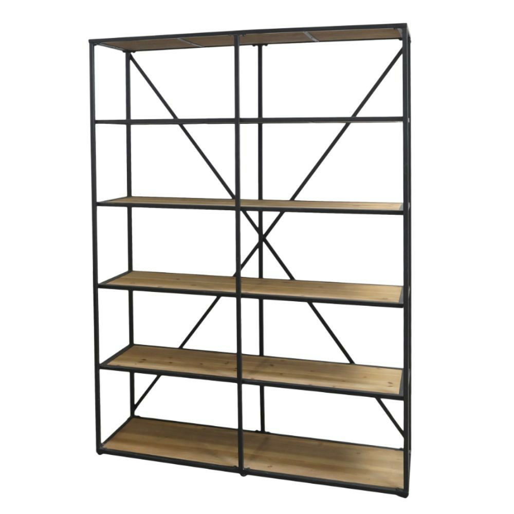 Etagère en bois marron et fer forgé noir antique 145 x 41 x 200 cm