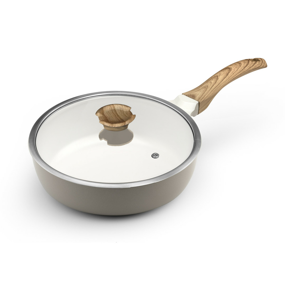 Mythic - sauteuse 24 cm avec revêtement en céramique blanche et couvercle