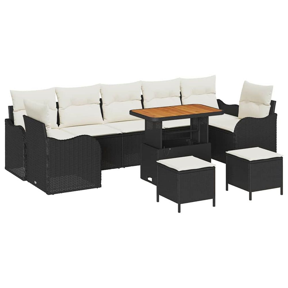 Ensemble de canapé de jardin 10 pc noir polyrotin