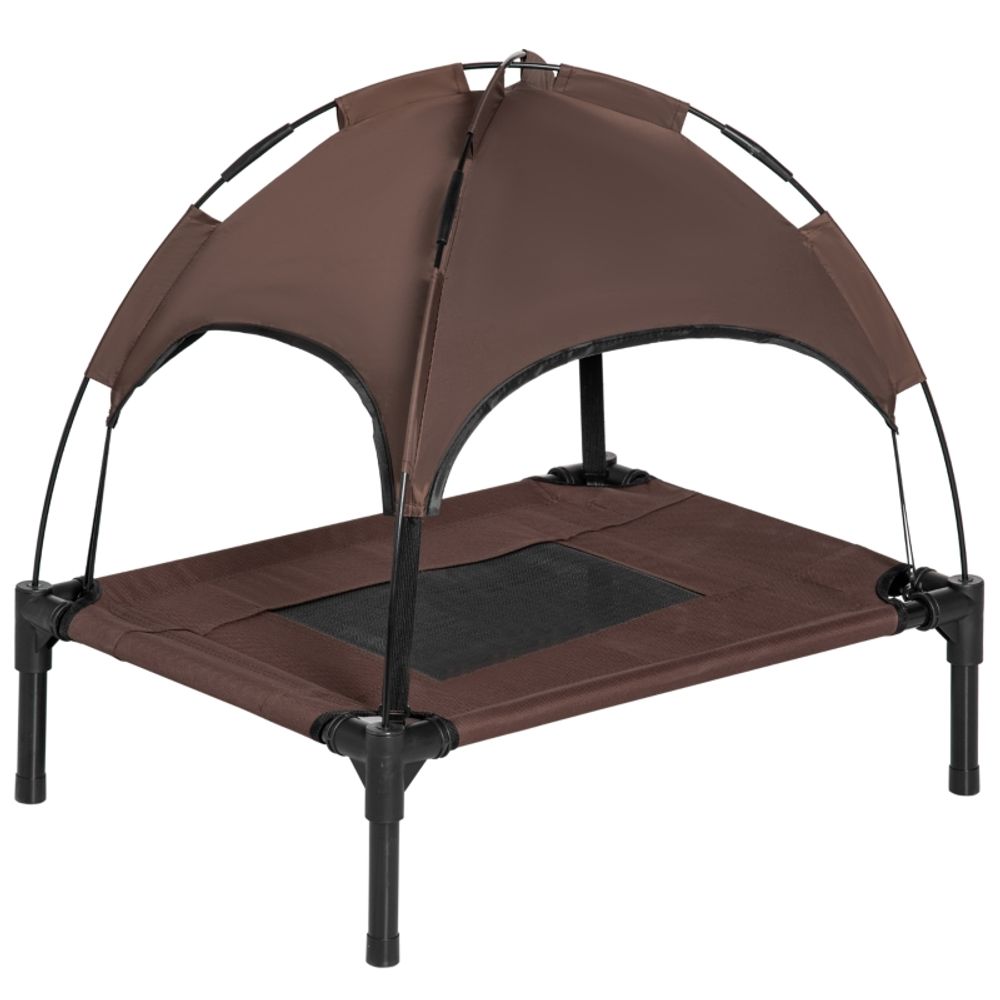 Lit chien surélevé pare-soleil métal respirant extérieur café 61cm - comfortxl pet living