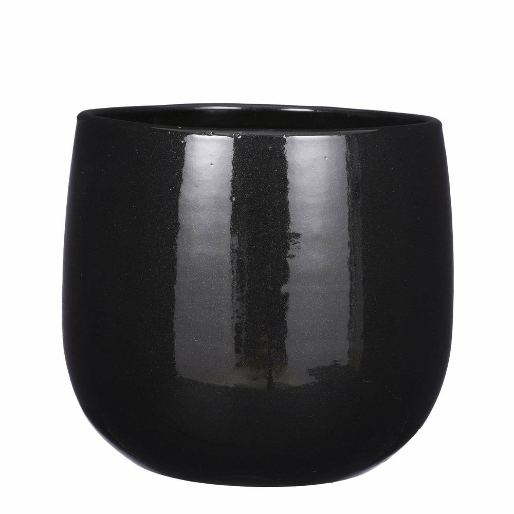 Mica decorations pot de fleur palm - 29x29x25 cm - céramique - noir
