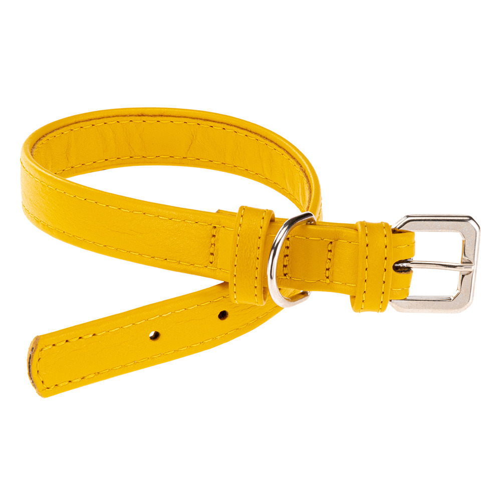 Collier pour chiens vogue cf20/39, cuir véritable, réglable, boucle en métal, jaune