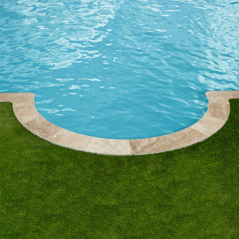 Margelles pour escalier roman travertin beige nuancé 150x33x3 cm bord 1/2 rond (à l'unité) - ro'ma nature