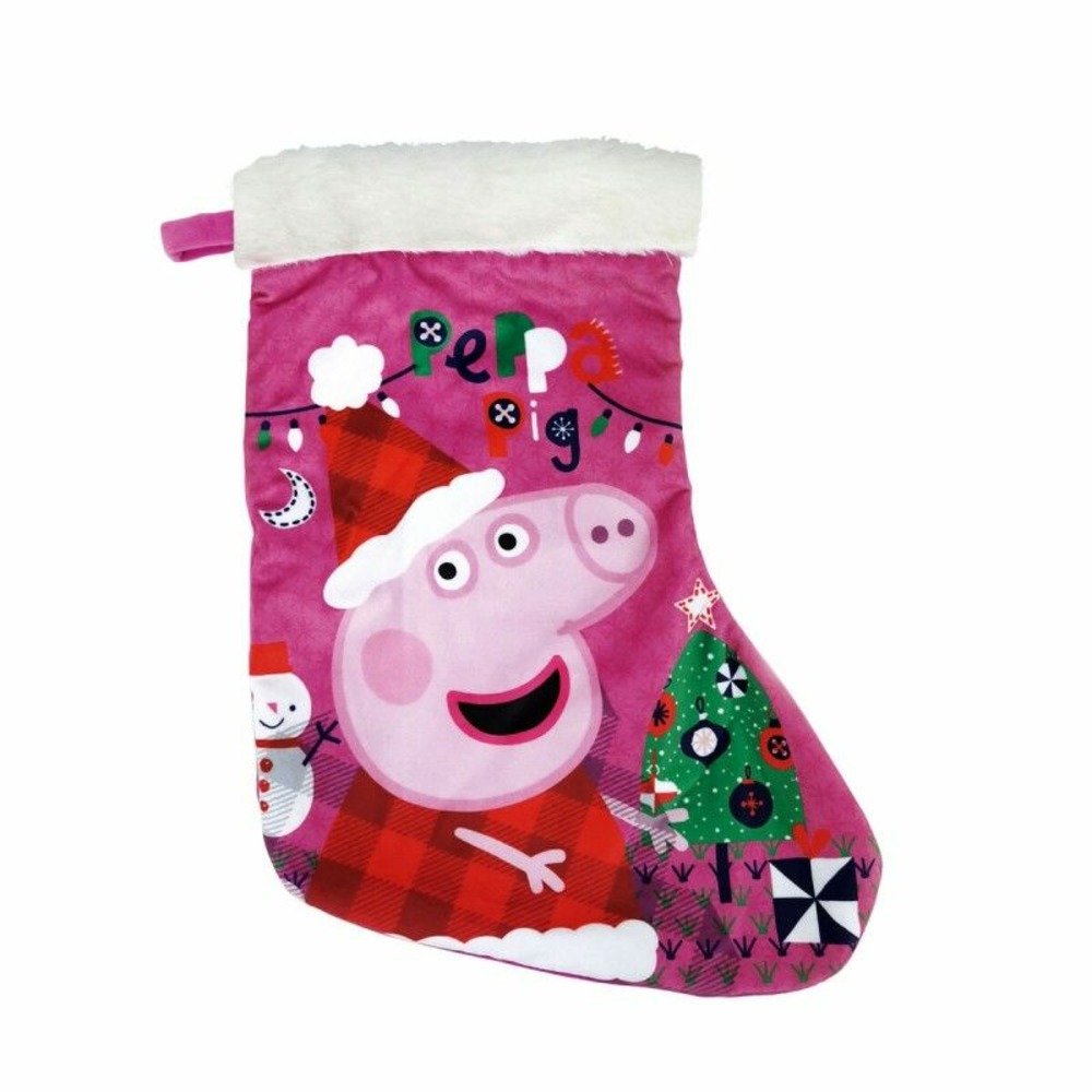 Chaussette de noël peppa pig cosy corner 42 cm polyester