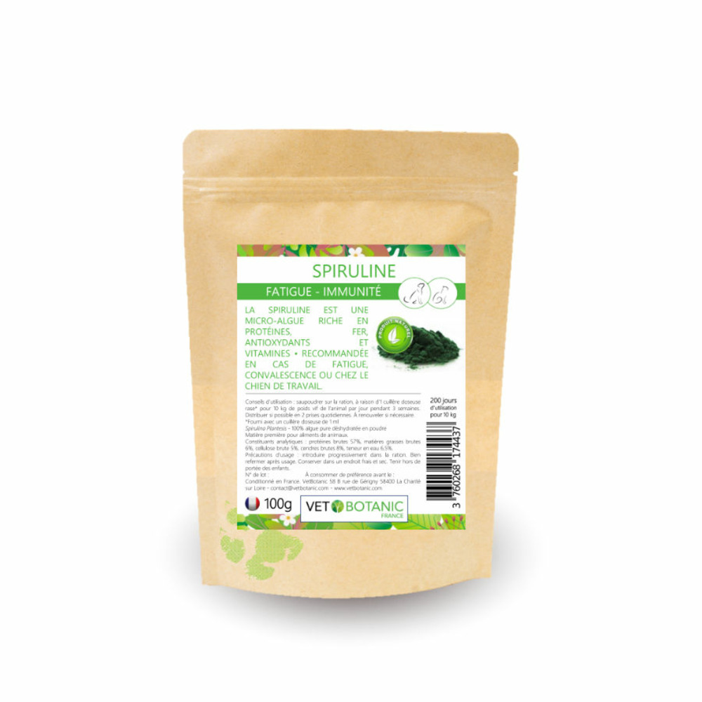 Spiruline - algue pure en poudre - fortifiant & revitalisant chiens et chats