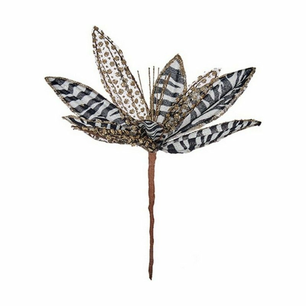 Fleur décorative noël noir blanc plastique 25 x 27 x 25 cm