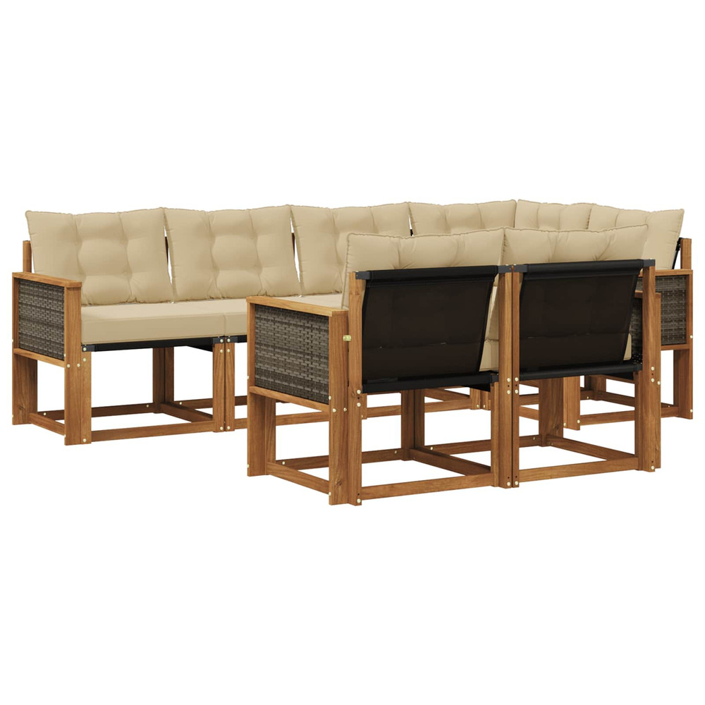 Ensemble de canapés d'extérieur 7 pcs naturel et beige