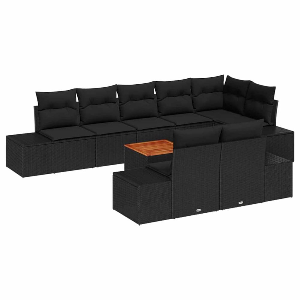Ensemble de canapé de jardin 9 pc noir