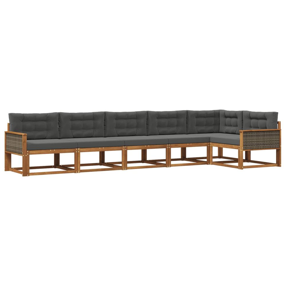 Ensemble de canapés d'extérieur 6 pc naturel et anthracite