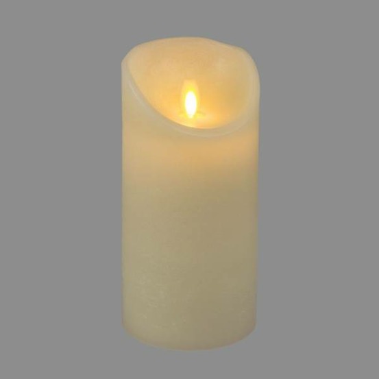 Bougie led en cire ivoire flamme vacillante réaliste à piles h18cm large 9cm timer blanc chaud lotti
