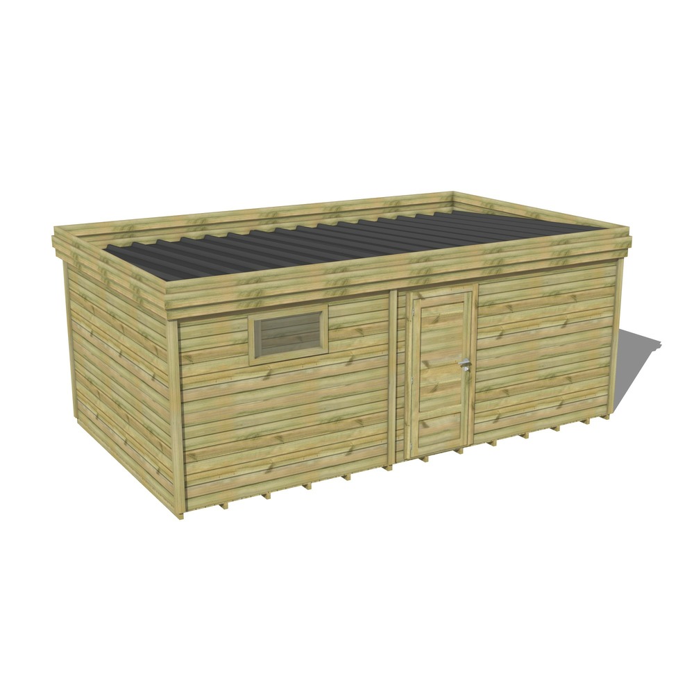 Abri de jardin bois pin traité autoclave 27mm - 6,49x3,44m / 22m2 - bac acier - plancher bois