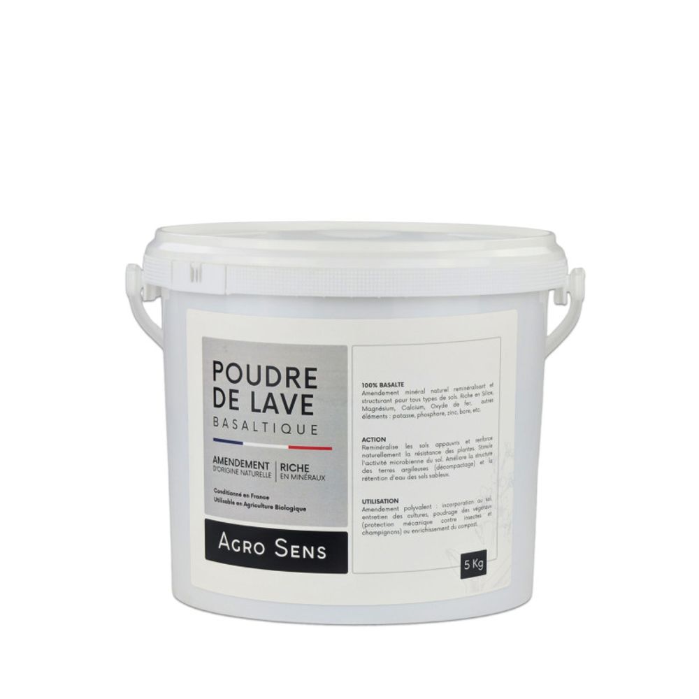 Poudre de lave basaltique - amendement minéral naturel - seau 5 kg