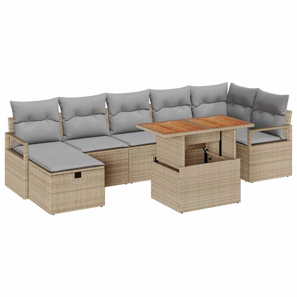 Ensemble de canapé de jardin 8 pc beige polyrotin
