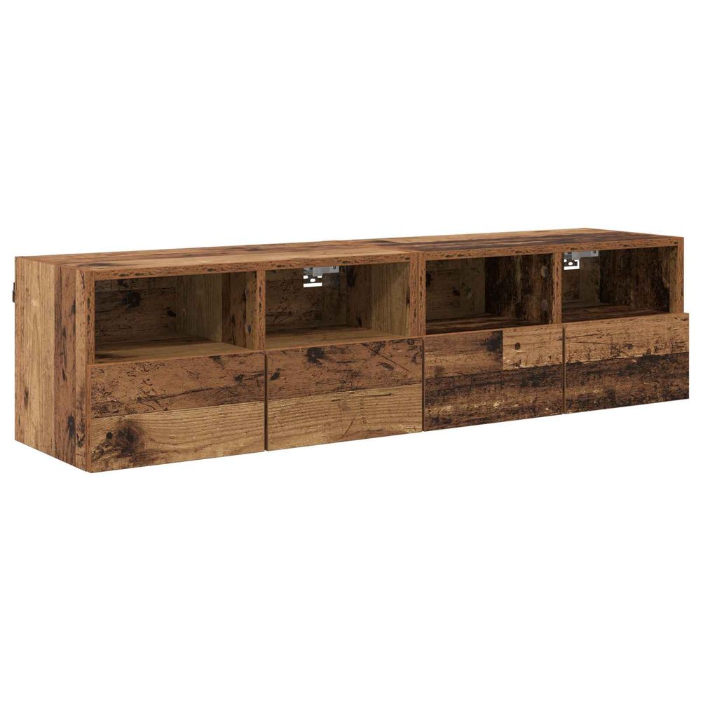 Meubles tv muraux 2 pc bois ancien bois d'ingénierie