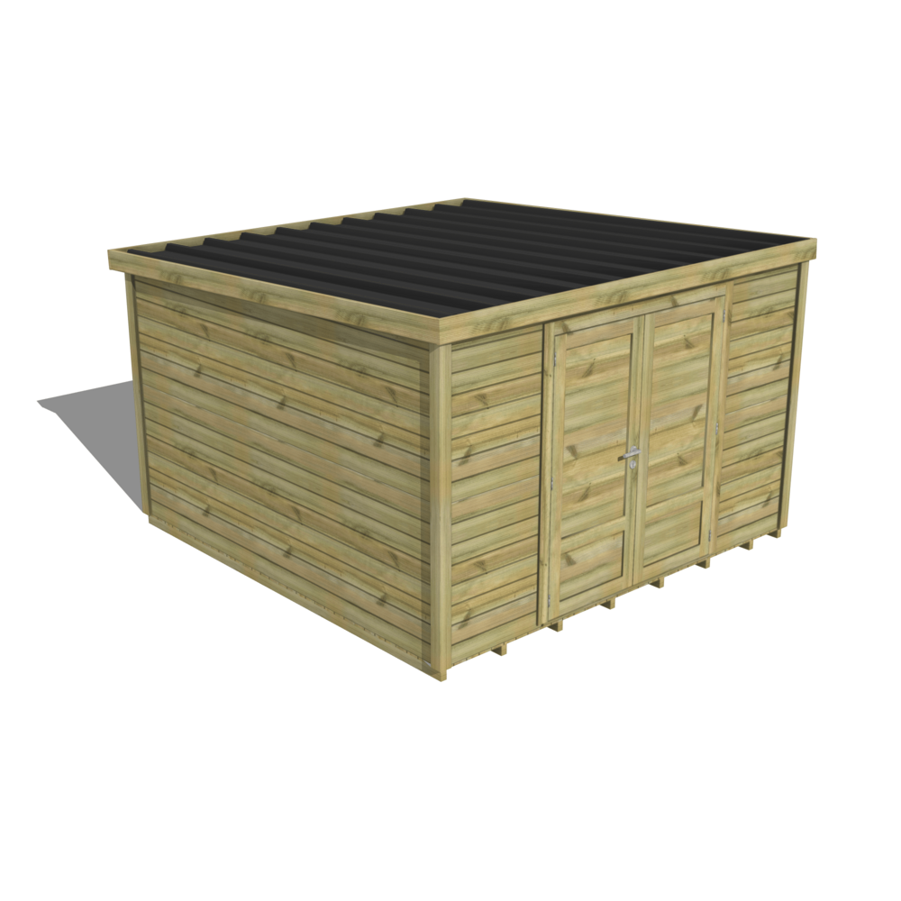 Abri de jardin bois pin traité autoclave 27mm - essentiel - 3,44x3,44m / 12m2 - bac acier - plancher bois