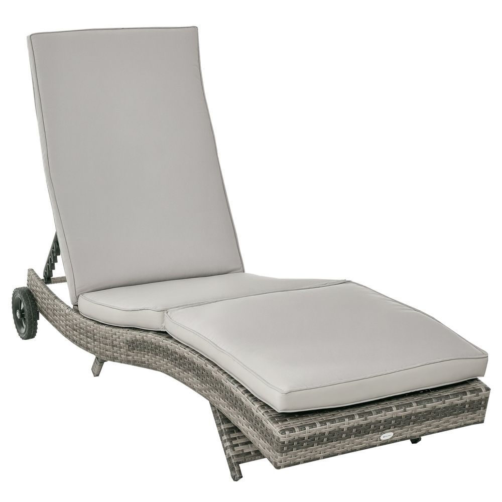 Bain de soleil transat grand confort - dossier inclinable 5 positions roulettes - matelas déhoussable inclus - résine tressée grise