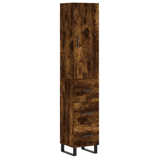 Buffet bahut commode armoire meuble de rangement organisateur cuisine salle de séjour salon haut 34,5 x 34 x 180 cm bois d'in