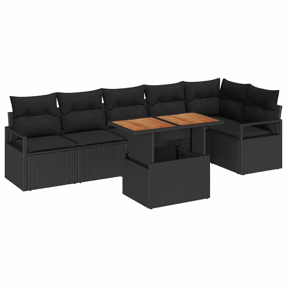 Ensemble de canapé de jardin 7 pc 6-nombre de places noir
