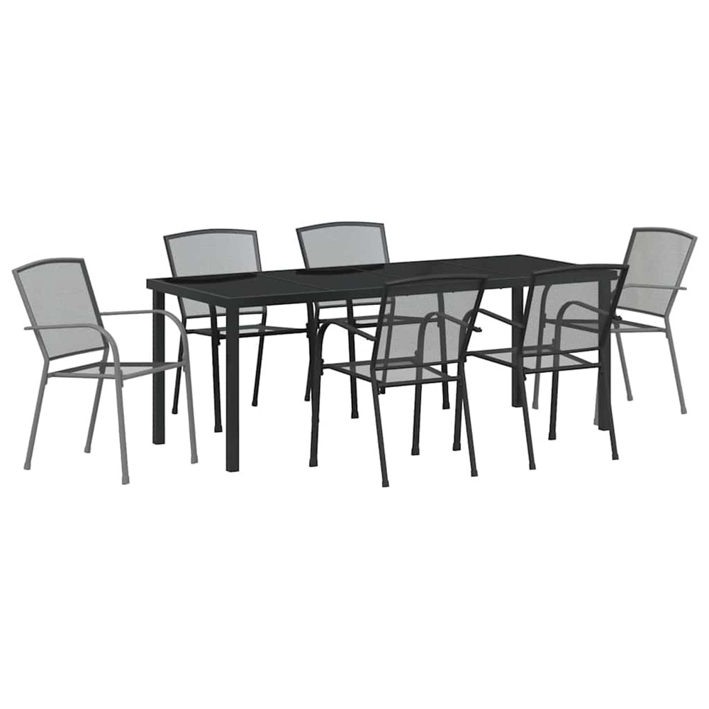 Ensemble de salle à manger pour jardin 7 pcs anthracite