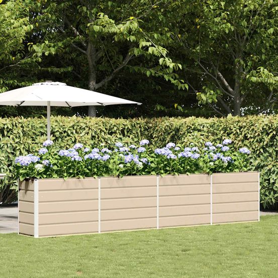 Grande jardinière surélevée acier galvanisé 385x50x77 cm ivoire