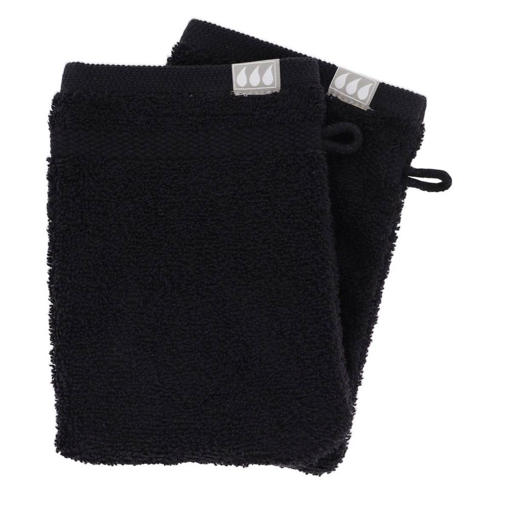 Set de 2 gants de toilette 15x21 cm 100% coton - noir