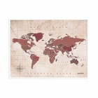 Carte du monde en liège - woody map aquarelle antique / 90 x 60 cm / cadre blanc