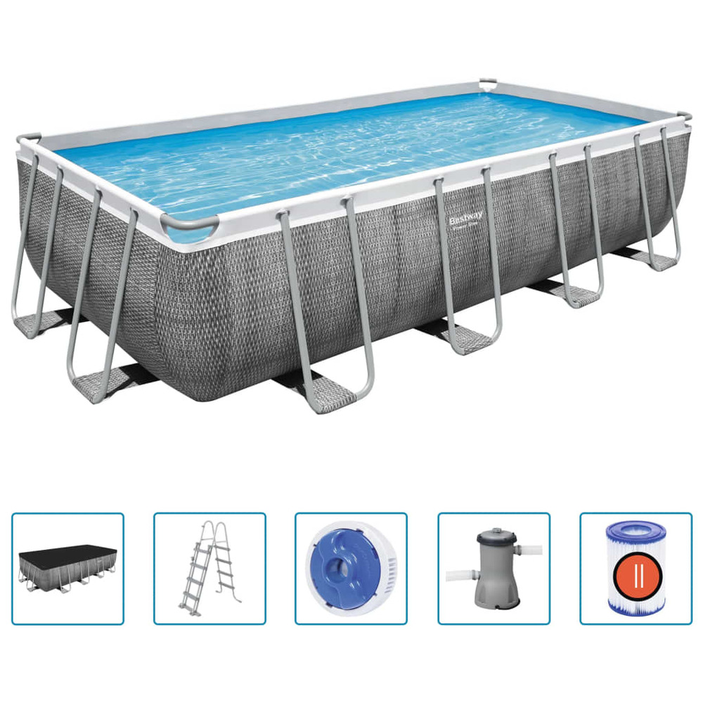 Ensemble de piscine power steel rectangulaire 488x244x122 cm