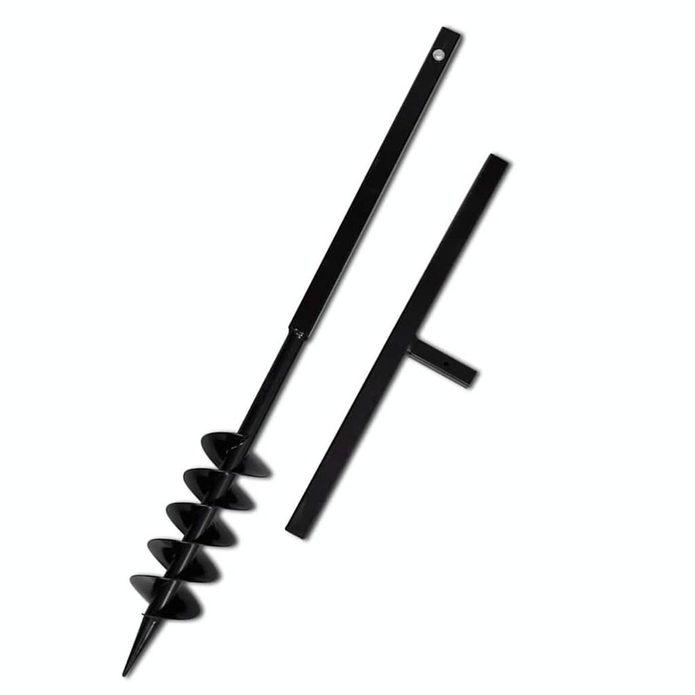 Tarière de sol avec mèche de tarière spirales 100 mm acier noir