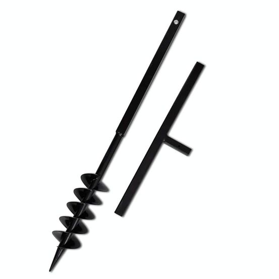 Tarière de sol avec mèche de tarière spirales 100 mm acier noir