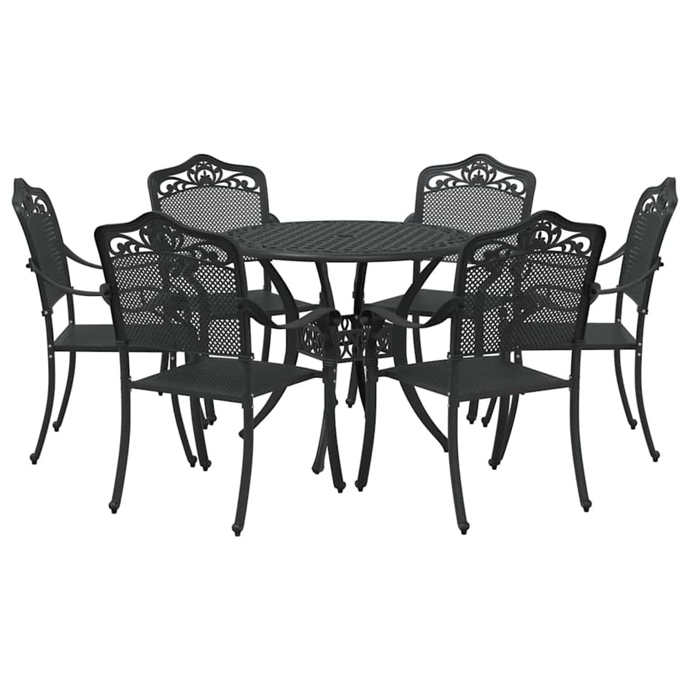 Ensemble de salle à manger pour jardin 7 pcs noir aluminium