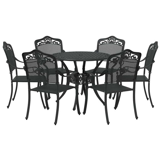 Ensemble de salle à manger pour jardin 7 pcs noir aluminium