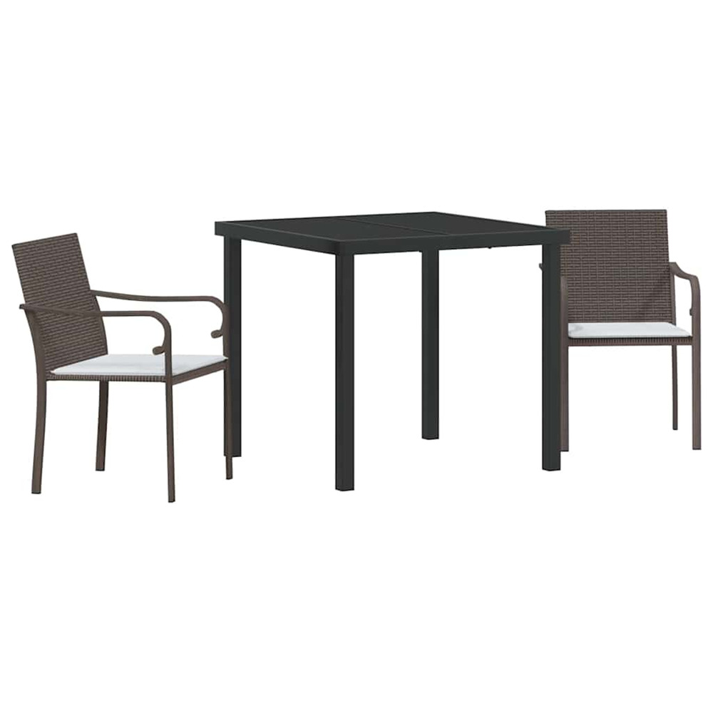 Ensemble de salle à manger pour jardin 3 pcs marron et noir