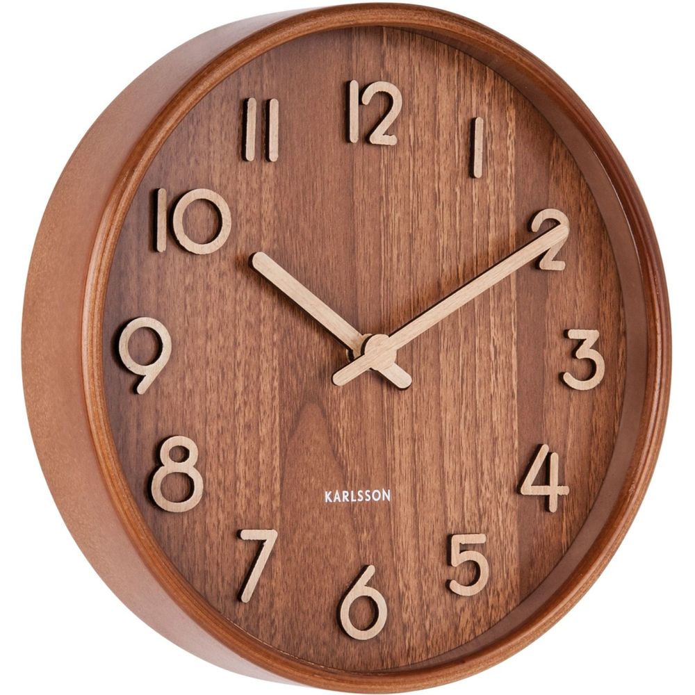 Horloge en bois pure 22 cm bois foncé