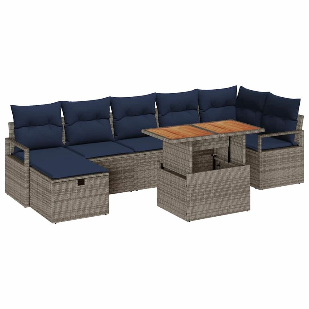 Ensemble de canapé de jardin 8 pc gris polyrotin