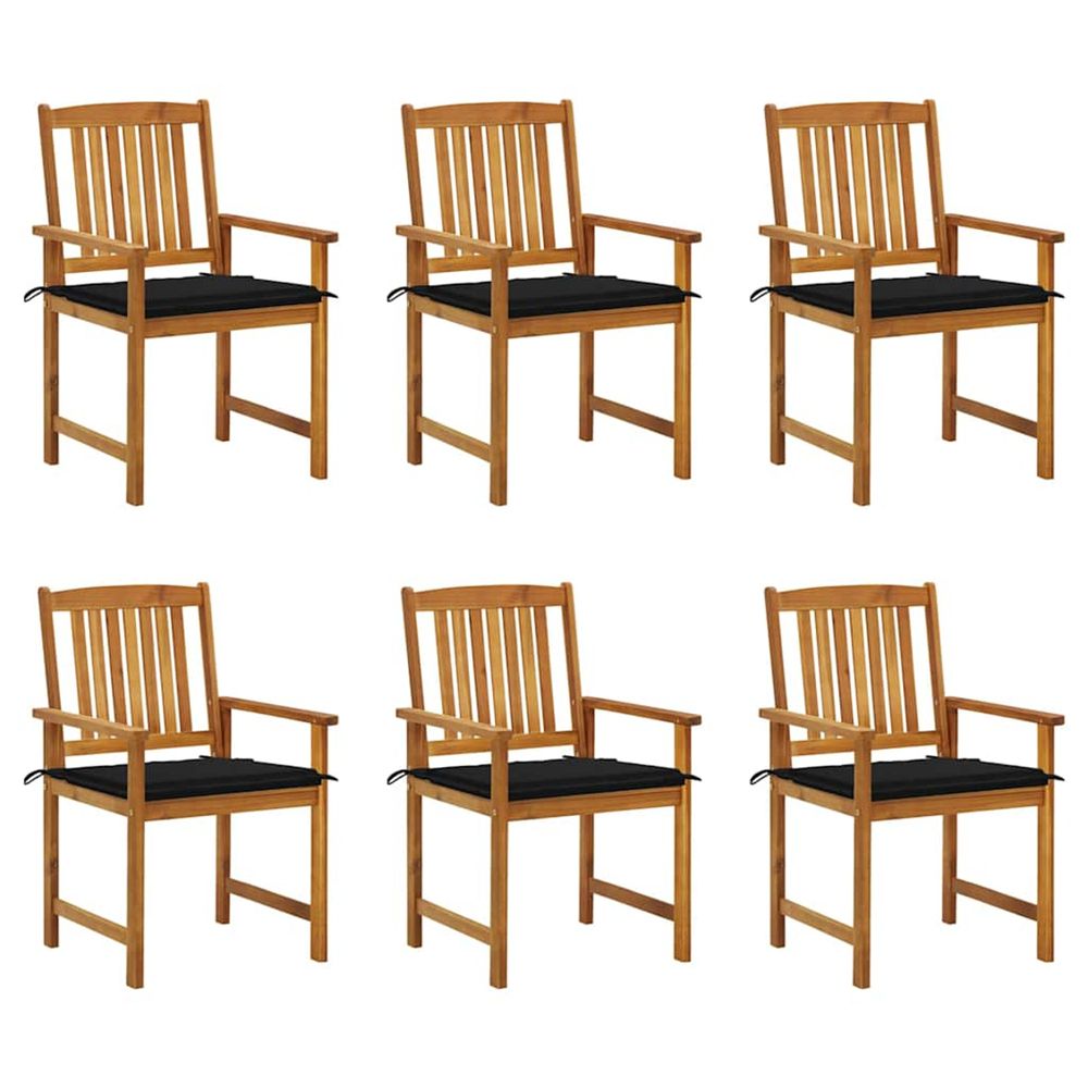 Chaises de jardin avec coussins lot de 6 bois d'acacia massif