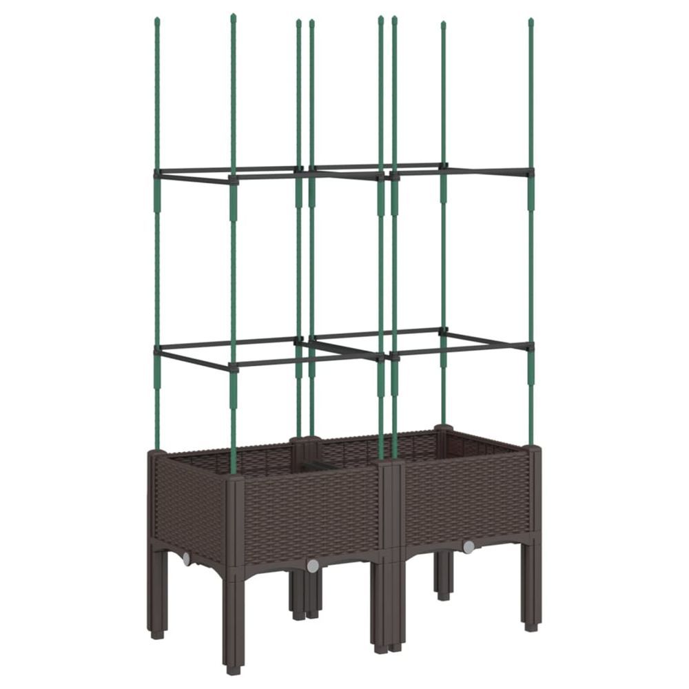 Jardinière d'extérieur avec treillis marron 80x40x142,5 cm pp