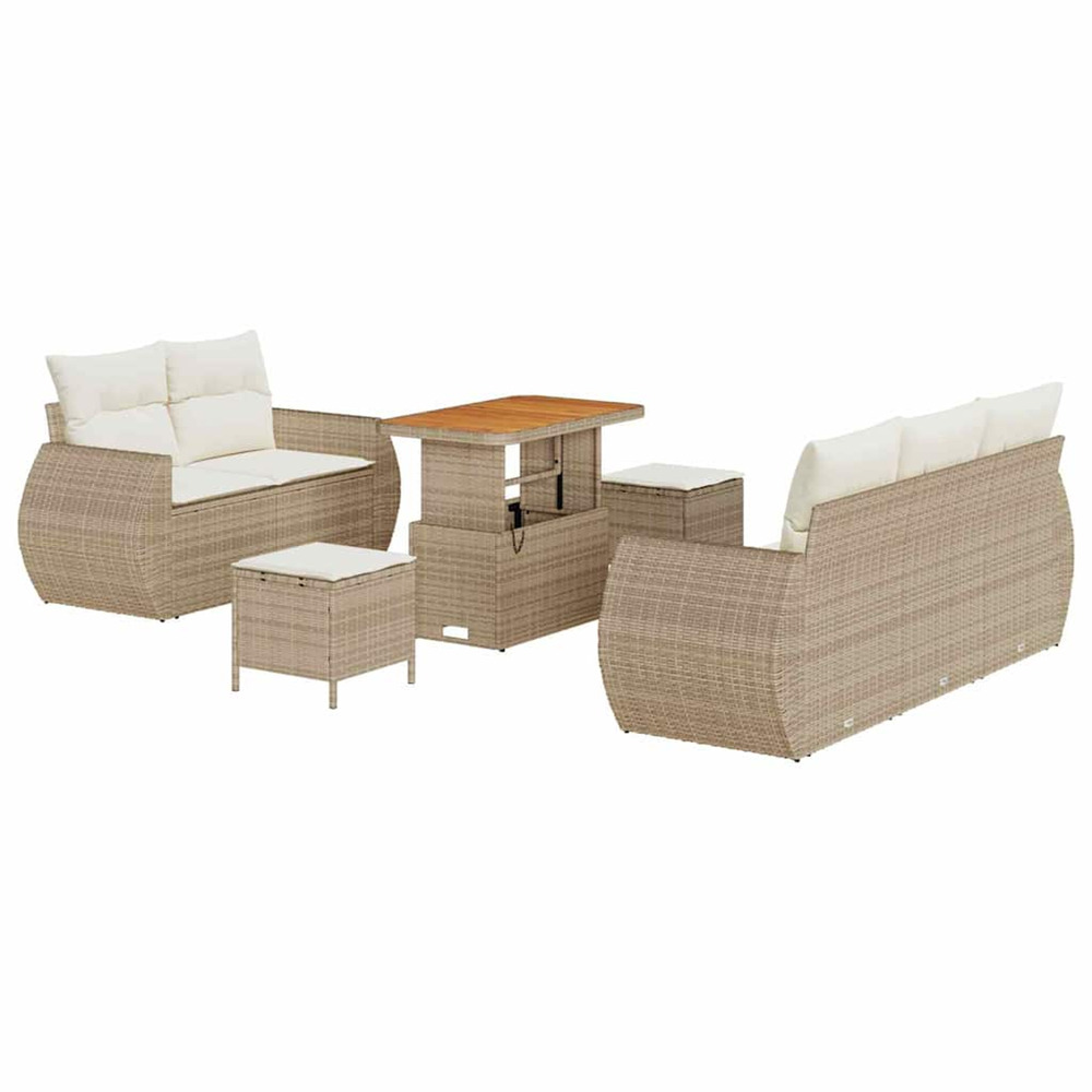Ensemble de canapé de jardin 8 pcs beige et crème polyrotin